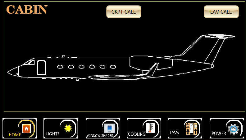 Gulfstream touch screen main menu