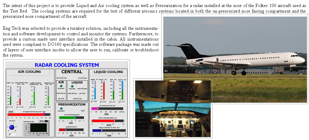 Radar cooling test aircraft