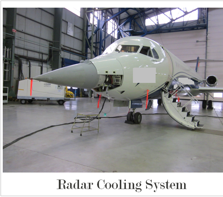 Radar test aircraft in a hangar